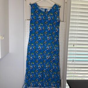 Walt Disney Exclusive Hawaiian Tiki Maxi Dress Women's XL Blue Mickey &‎ Minnie